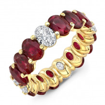 Uneek Oval Ruby and Oval Diamond Eternity Band - ETOVRUD