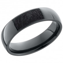 Lashbrook Black Zirconium 6mm Men's Wedding Band - Z6D_BLCVFINGERPRINT+POLISH