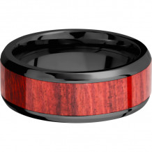 Lashbrook Black Zirconium Hardwood 8mm Men's Wedding Band - ZHW8B15(NS)_REDHEART+POLISH