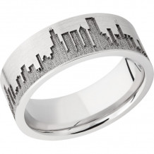 Lashbrook Cobalt Chrome 8mm Men's Wedding Band - CC8F_LCVCHICAGOSKYLINE+SAND_SATIN