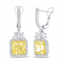 Uneek Natureal Radiant Fancy Yellow Diamond Earrings - LVE715FYRAD