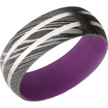 Lashbrook Black & White Damascus Steel Men's Wedding Band - D8D21_SS+ACID+WILDPURPLEIN