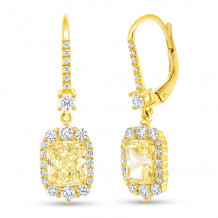 Uneek Petals Radiant Fancy Yellow Diamond Earrings - LVE945Y