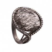 Meira T Black Rhodium Quartz and Diamond Cocktail Ring