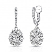 Uneek Oval Diamond Drop Earrings with Scallop-Illusion Diamond Halos - LVE1015OV