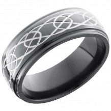 Lashbrook Black Zirconium 8mm Men's Wedding Band - Z8DGE_CELTIC7+POLISH
