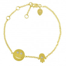 Meira T 14k Yellow Gold Happy Face and Hamsa Bracelet