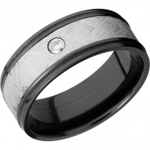 Lashbrook Black Zirconium Meteorite 8.5mm Men's Wedding Band - Z8.5FGEW2UMIL15_METEORITEDIA.05B+POLISH