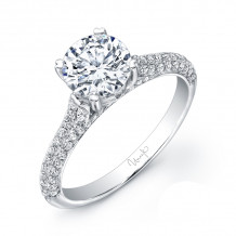 Uneek Round Diamond Non-Halo Engagement Ring with Three-Sided Pave Upper Shank - USM03-6.5RD