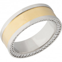 Lashbrook White & Yellow 14k Gold 8mm Men's Wedding Band - 14KW8F15_14KYSIDEETERNITYDIA.01BEAD+MACHINE+FINISH_POLISH