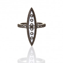 Freida Rothman White Enamel Pointed Ring - KZR090007B-W-5