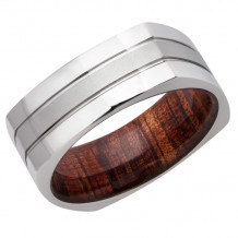 Lashbrook White Cobalt Chrome Hardwood 8mm Men's Wedding Band - HWSLEEVECC8FSQ2.5+KOA+BEAD_POLISH