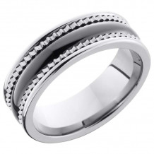 Lashbrook Black & White Tungsten Men's Wedding Band - TCR8403+POLISH