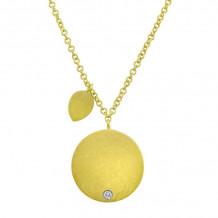 Meira T Yellow Gold and Diamond Engravable Disc Necklace