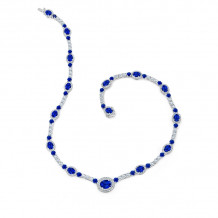 Uneek Blue Sapphire Diamond Necklace - LVN697OVBS