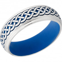 Lashbrook Cobalt Chrome 7mm Men's Wedding Band - CC7DGE_LCVCELTIC9+SATIN+NRABLUEINANDOUT