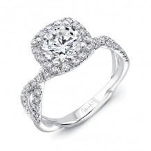 Uneek Round-Diamond-on-Cushion-Halo Engagement Ring with Double Pave Infinity-Style Crisscross Shank - SM818CU-6.5RD