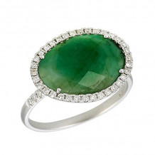 Meira T White Gold Rough Emerald and Diamond Ring