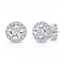 Uneek Round Diamond Halo Stud Earrings - LVE924W-5.0RD