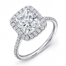 Uneek Radiant-Cut Diamond Halo Engagement Ring with Ornate Gallery - LVS857