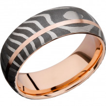 Lashbrook Black Rose & White Damascus Steel 8mm Men's Wedding Band - 14KRSLEEVED8D11OCTIGER_14KR+SATIN_ACID