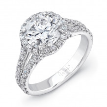 Uneek Split Shank Round Halo Diamond Engagement Ring - LVS873