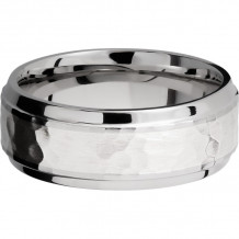Lashbrook Cobalt Chrome 8mm Men's Wedding Band - CC8B14(S)_SS+HAMMER_POLISH