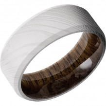 Lashbrook White Damascus Steel Hardwood 8mm Men's Wedding Band - HWSLEEVED8B_WALNUT+BEAD