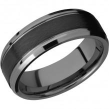 Lashbrook Black Tungsten 8mm Men's Wedding Band - CTO8FB9090+WIRE_POLISH