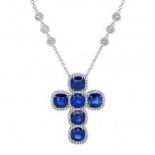Uneek Sapphire and Diamond Cross Pendant - LVN1016BS