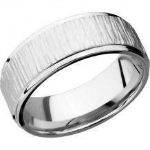 Lashbrook Cobalt Chrome 8mm Men's Wedding Band - CC8FGE+TREEBARK+1_POLISH