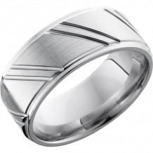 Lashbrook Cobalt Chrome 9mm Men's Wedding Band - CC9FGESTRIPES+SATIN_POLISH
