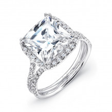 Uneek 3-Carat Princess-Cut Diamond Halo Engagement Ring with Silhouette Double Shank - LVS853