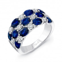 Uneek Three-Row Oval Blue Sapphire and Round Diamond Band - LVBLG0531S