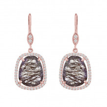 Meira T Rose Gold Diamond and Rutilated Quartz Earrings