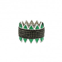 Freida Rothman Industrial Finish Pave Spike 5-Stack Ring - IFPKMR46-1-8