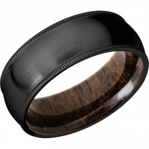 Lashbrook Black Zirconium Hardwood 8mm Men's Wedding Band - HWSLEEVEZ8DMIL_WALNUT+SATIN