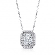 Uneek Radiant-Cut Diamond Pendant with Double Halo - NEK159