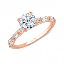 Uneek Us Collection Round Diamond Engagement Ring with Tapered Baguette Diamond Accents - SWUS9573R-6.5RD