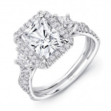 Uneek Radiant-Center Three-Stone Engagement Ring with Pave Double Shank - LVS983RAD