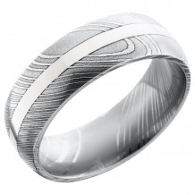 Lashbrook Black & White Damascus Steel Men's Wedding Band - D8D12_14KW