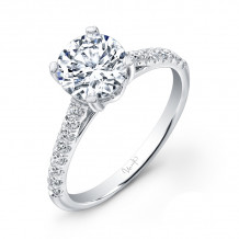 Uneek Round Diamond Non-Halo Engagement Ring with Pave Upper Shank - USM05-6.5RD