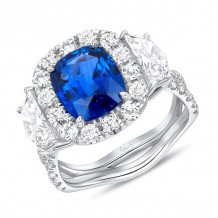 Uneek Cushion Cut Blue Sapphire Engagement Ring - LVS1045CUBS