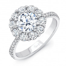 Uneek Round Diamond Engagement Ring with Floral-Inspired Shared-Prong Diamond Halo - LVS1015RD