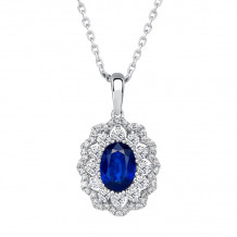 Uneek Oval Blue Sapphire Diamond Pendant - LVPAV673BS