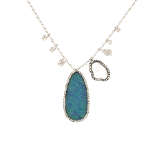 Meira T 14k White Gold Australian Opal With Off-Centered Charms