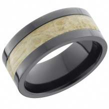 Lashbrook Black Zirconium Hardwood 9mm Men's Wedding Band - ZHW9F14_BOXELDERBURL+POLISH