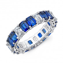 Uneek Emerald-Cut Blue Sapphire and Emerald-Cut Diamond Eternity Band - ETEC2BSD