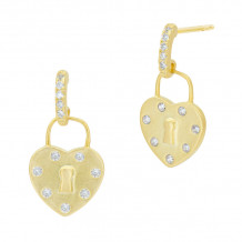 Freida Rothman Locked In Love Charm Earrings - YZE020452B-14K