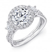 Uneek Round-Center Three-Stone Engagement Ring with Pave Double Shank - LVS983RD-8.2RD